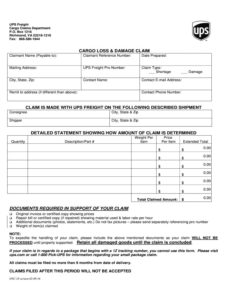 Ups Claim Form Download