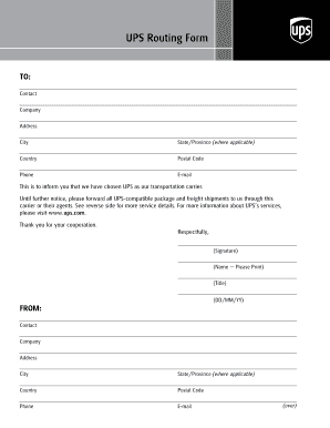Ups Routing Form