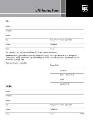 Ups Routing Form