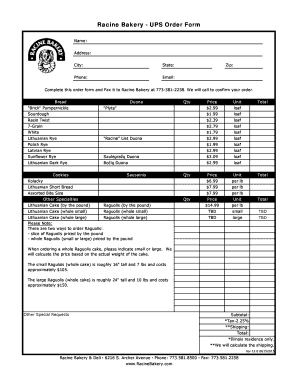 Cake Order Form Template Excel