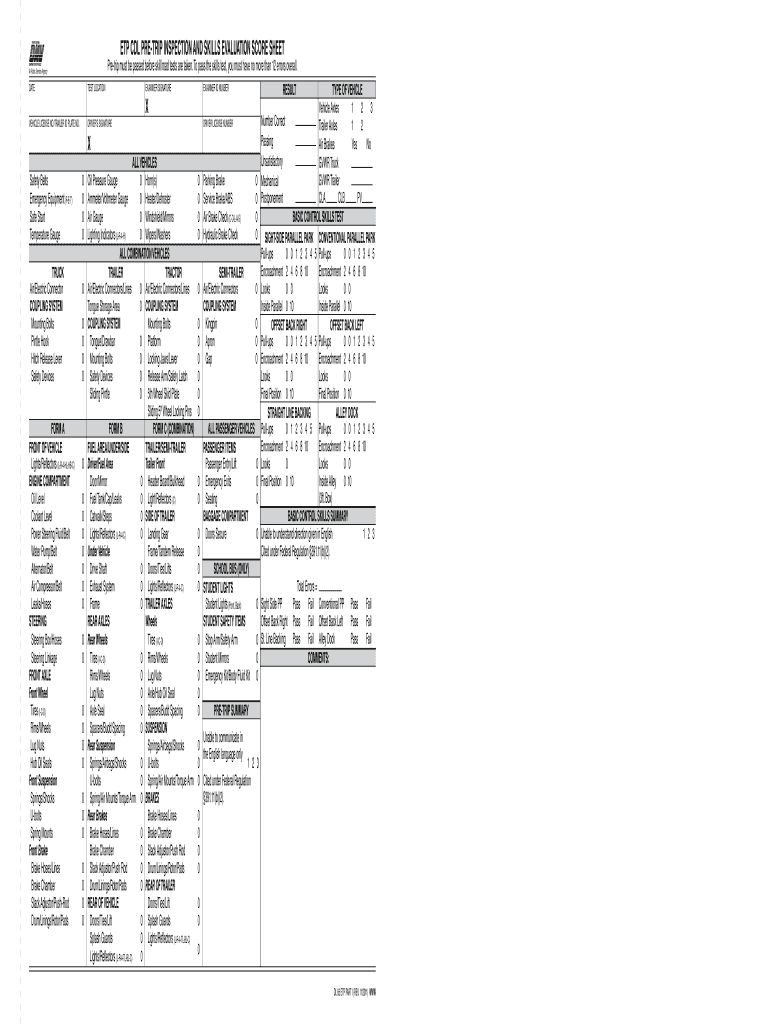  Dmv Pre Trip Inspection Checklist 2011-2024