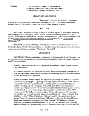  Uniform Depository Agreement for Trustee and Debtor in Possession Accounts California 2006