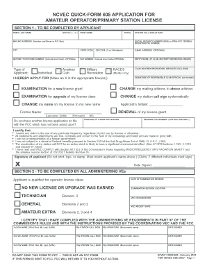 Ncvec Quick Form 605 Application