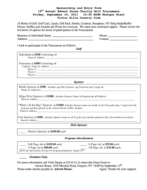 Blank Printable Sponsorship Form Template Word