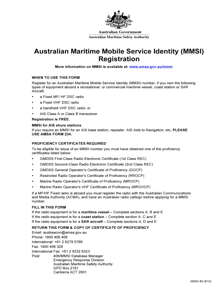  Mmsi Registration Australia 2012