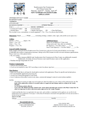 Pima County Fair Vendor Application Form