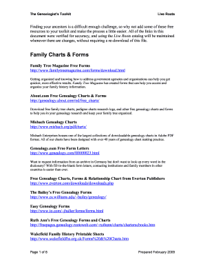 Genealogy Forms And Charts Free