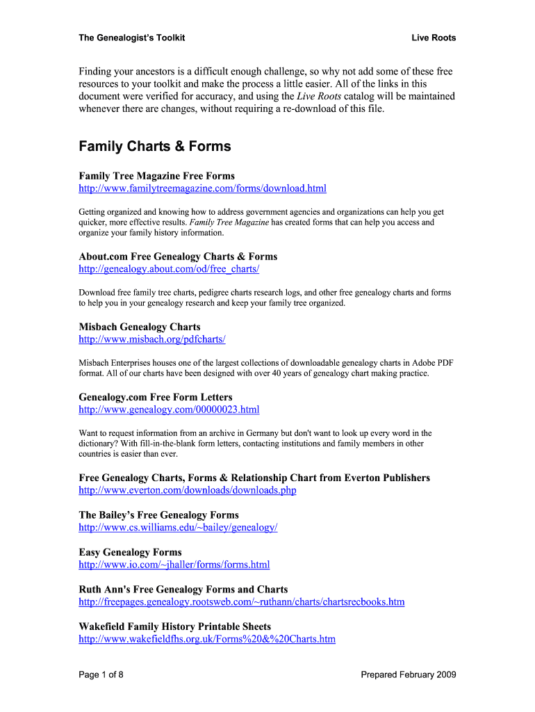  Fillable Genealogy Forms 2009-2024