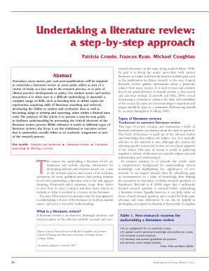 Undertaking a Literature Review a Step by Step Approach  Form