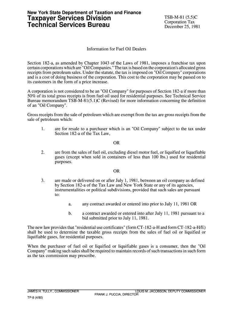 TSB M 815 5C1281Information for Fuel Oil Dealers,tsbm8155c  Tax Ny