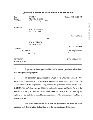 Saskatchewan Queens Bench Form