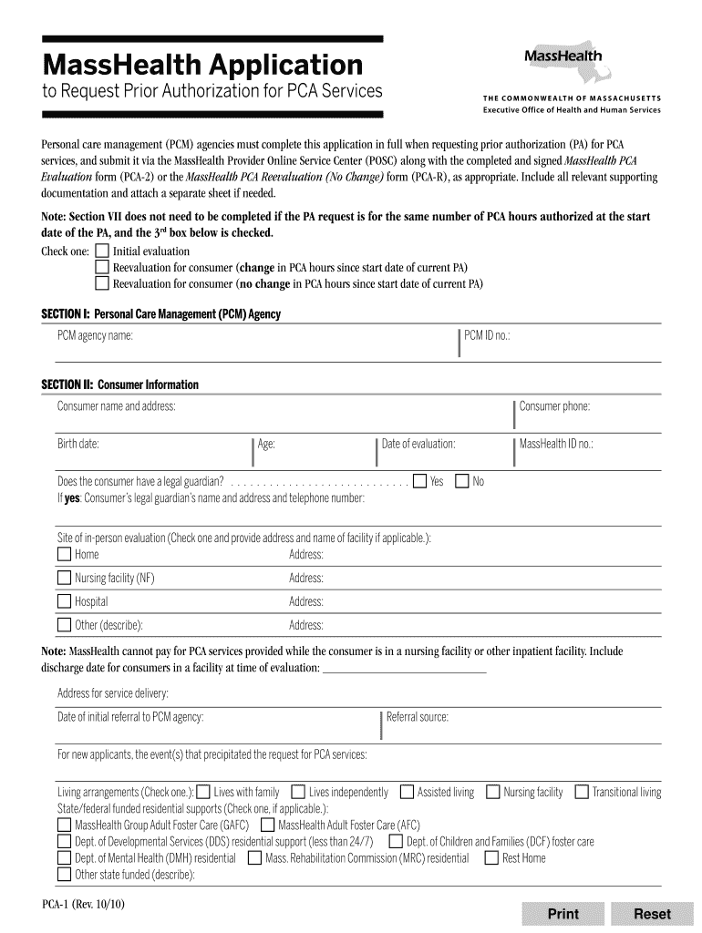 Application Pca  Form
