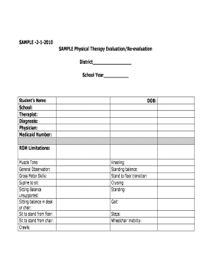Physical Therapy Assessment Template  Form