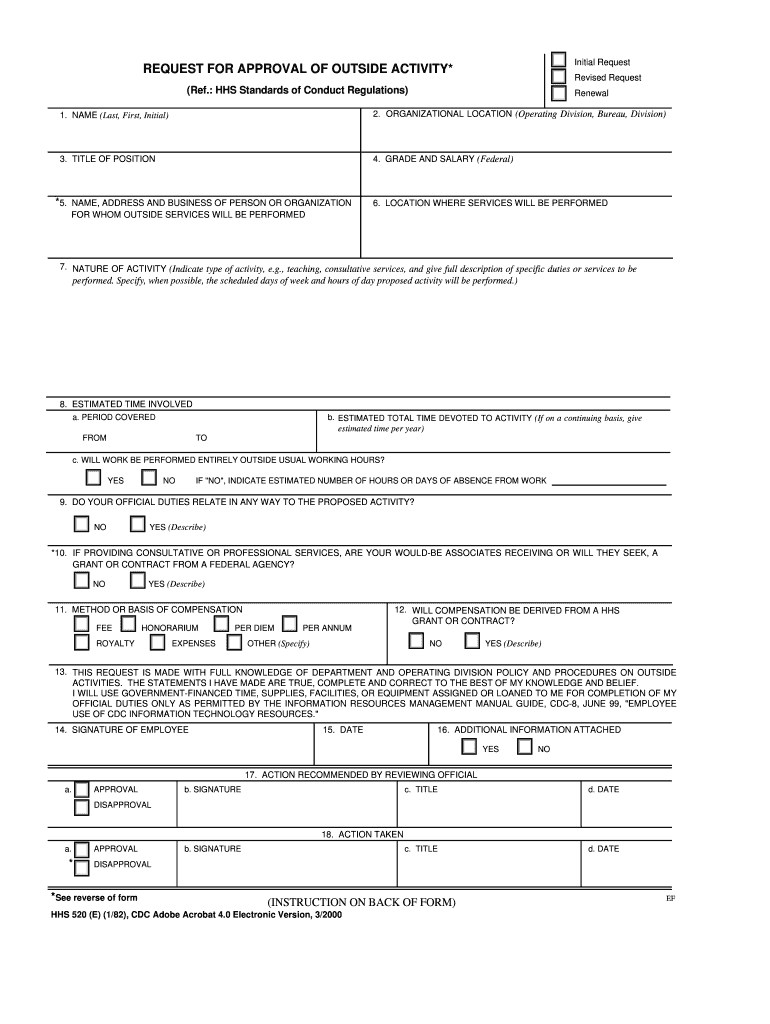 Request for Approval of Outstide Activity Form
