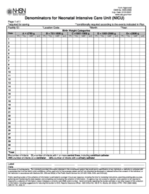 Neonatal Intensive Care Unit Form