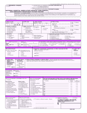 NHAMCS Emergency Department Patient Record Form Cdc