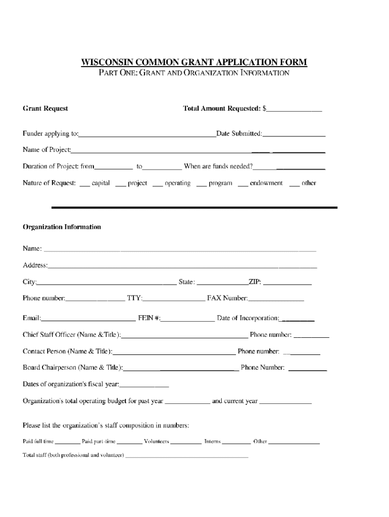  Wisconsin Common Grant Application Form 2006-2024