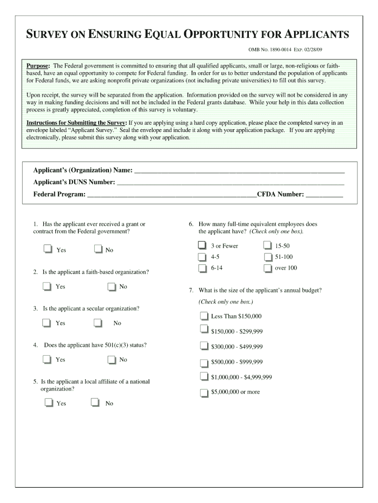 Survey on Ensuring Equal Opportunity for Applicants Usda Form