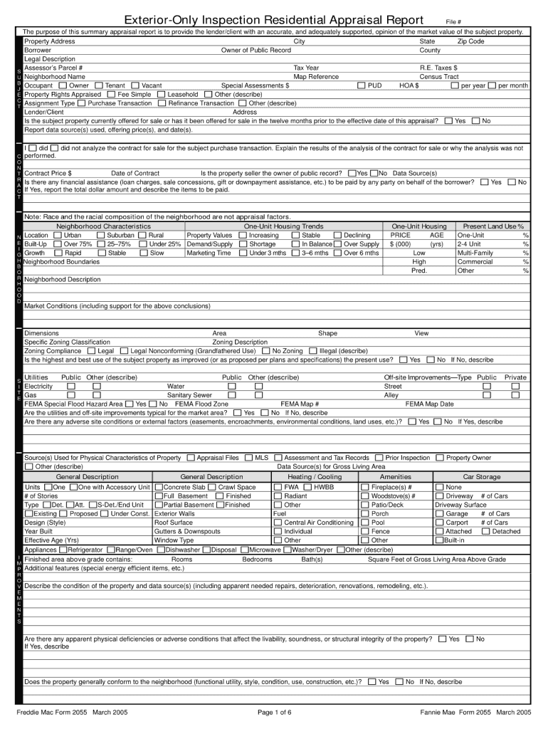 Exterior Only Appraisal Form