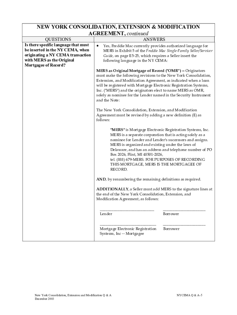 New York Consolidation Extension &amp; Modification Form
