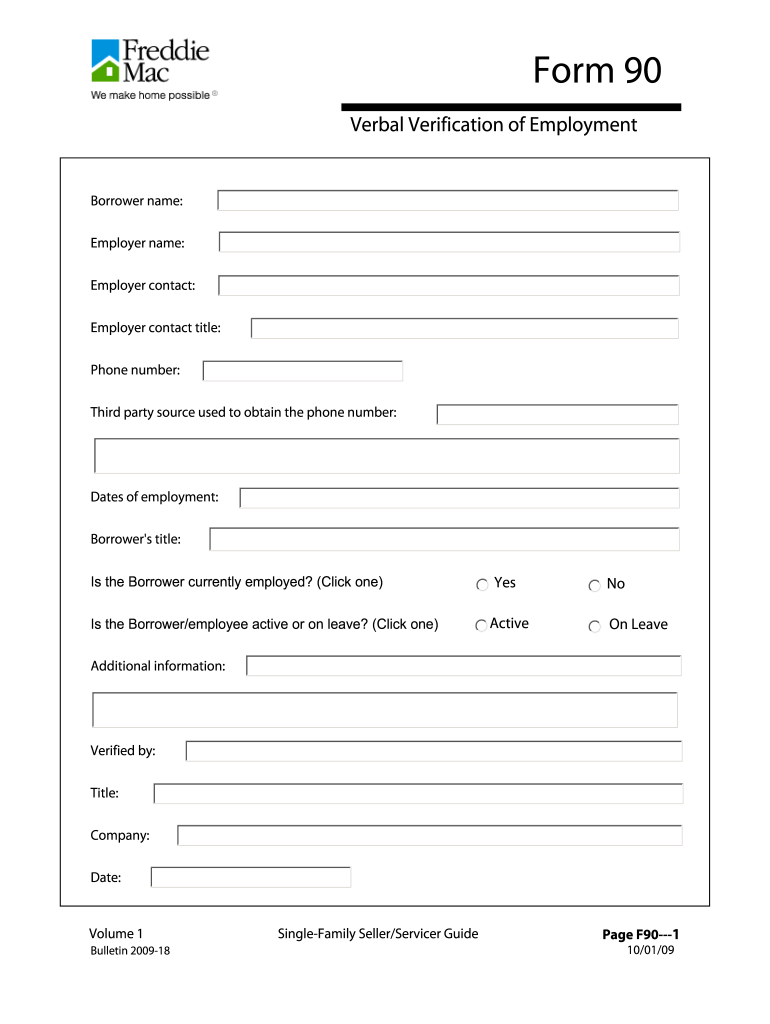 Verbal Verification of Employment Form