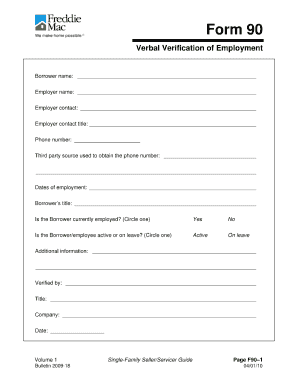 Standard Verification of Employment Form