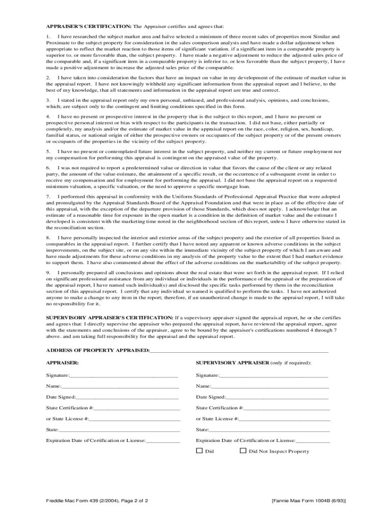 Freddie Mac Form 439