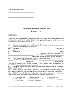 Sample Mortgage Form in New Hampshire