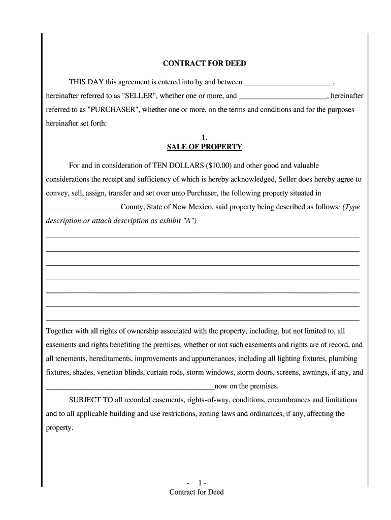 Contract for Deed New Mexico  Form