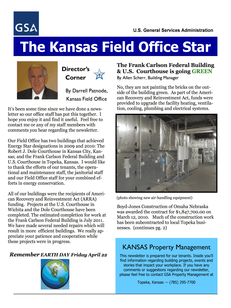 The Kansas Field Office Star  GSA  Gsa  Form