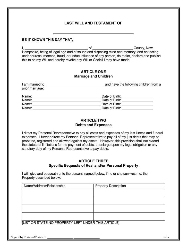 Get and Sign I, , of County, New  Form