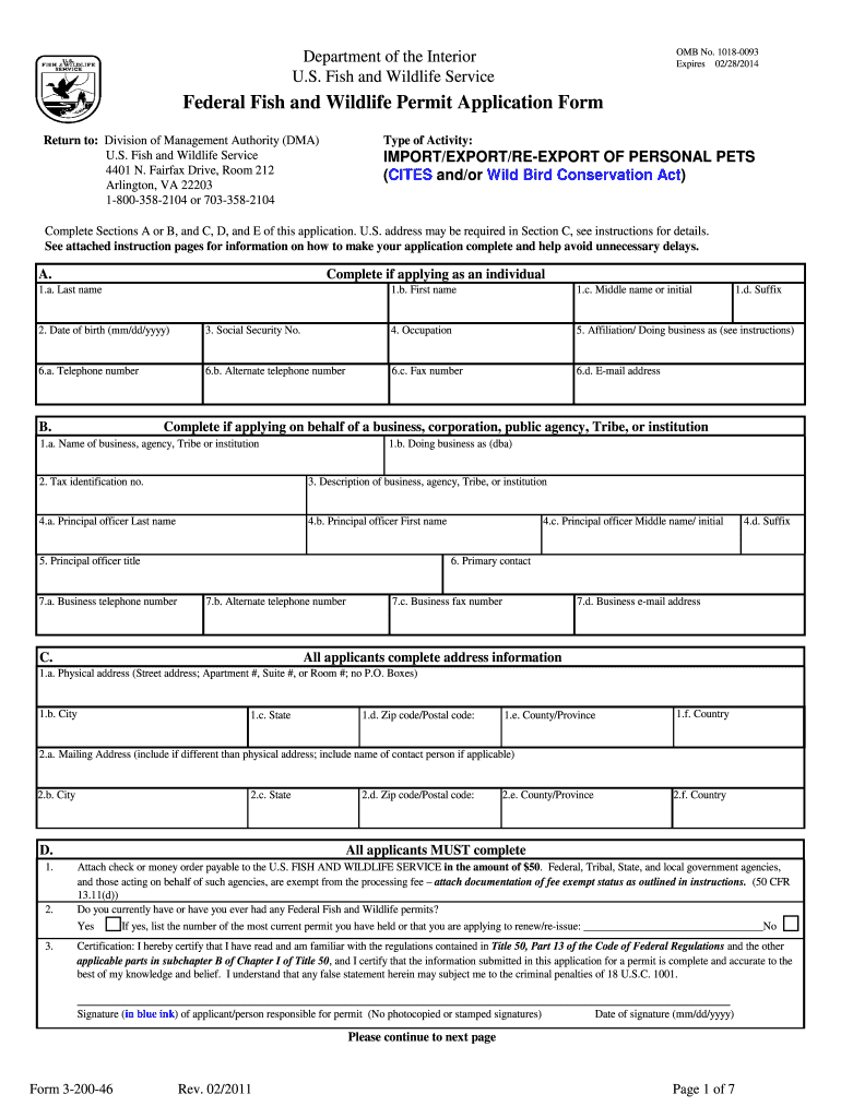  Wildlife Application Form 2011-2024