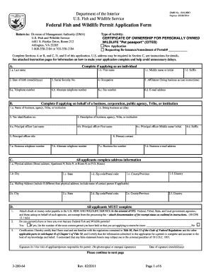 Us Fish and Wildlife Form 3 200 64 Fillable