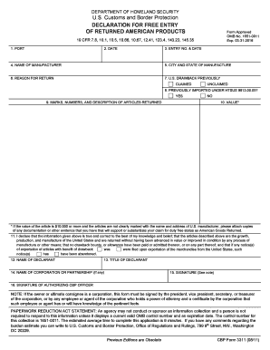 How to Fill Out Form Om No 1651 0011 Declaration for Entry of Returned American Products