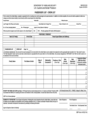 Travel Manifest  Form