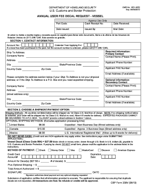 Us Custome Form 339v