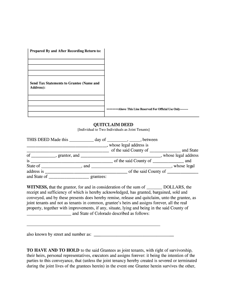 Quit Claim Deed Colorado  Form