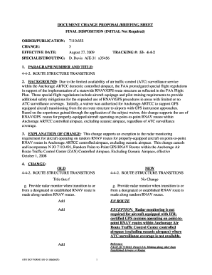 DOCUMENT CHANGE PROPOSALBRIEFING SHEET FINAL DISPOSITION INITIAL Faa  Form