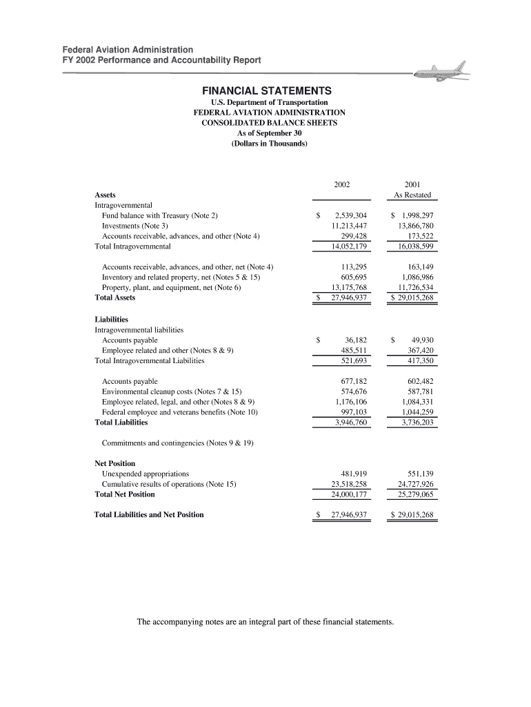 Financial Statements FAA Faa  Form