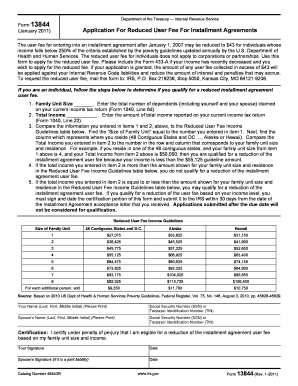 Application for Reduced User Fee for Installment Agreements Form