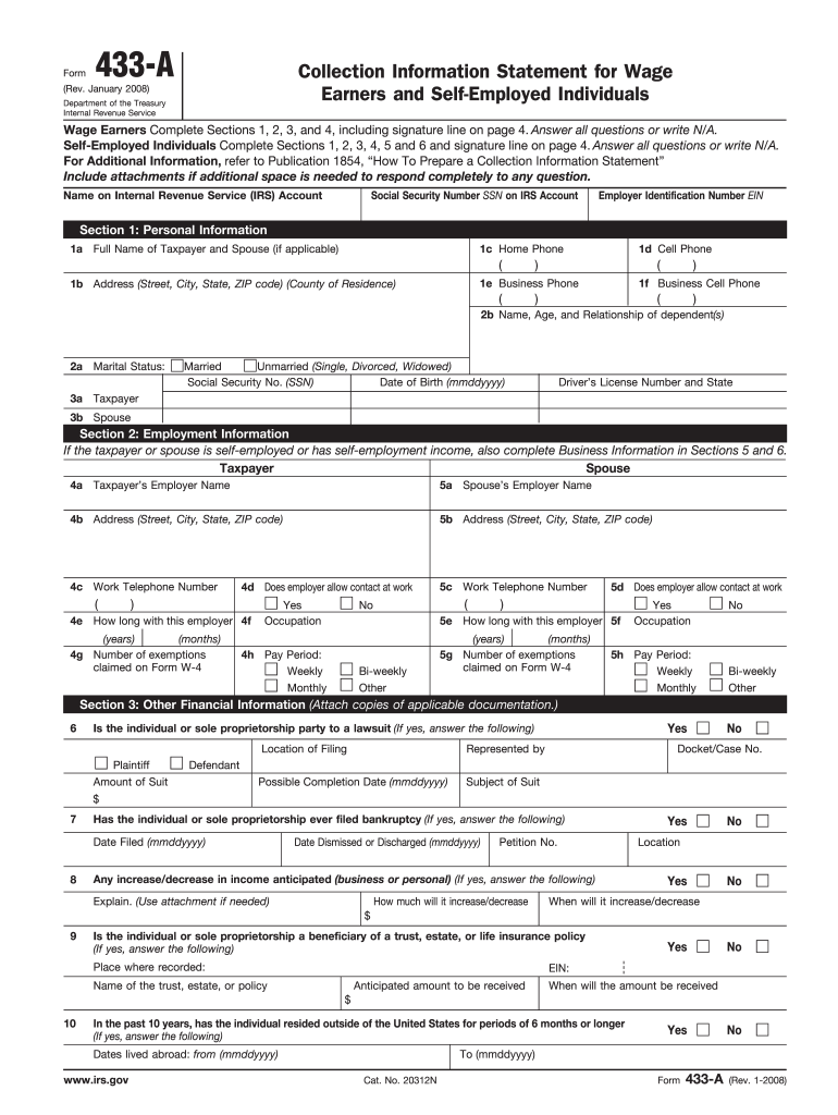  Irs Form 433a 2008