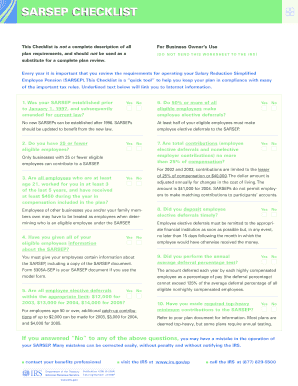 SARSEP CHECKLIST SARSEP CHECKLIST  Form