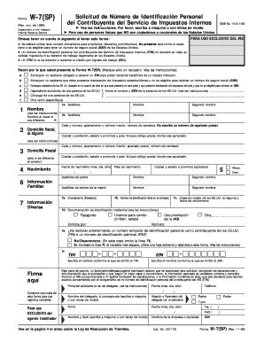 Form W 7SP, Rev November , Fill in Version