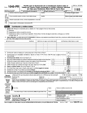 Form 1040 PR Planilla Para La Declaracion De La Contribucion Federal Sobre El Trabajo Por Cuenta Propia  Puerto Rico