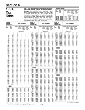 Tax Table Section 6  Form