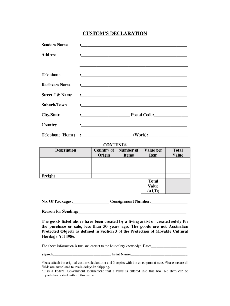 Customs Form 4790