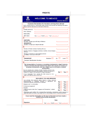 Aduana Mexico Online Form