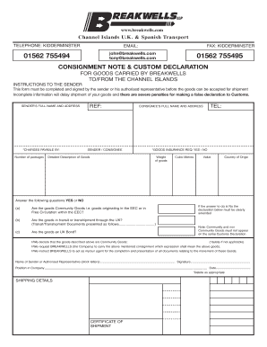 46282 Consignment Note Breakwells  Form