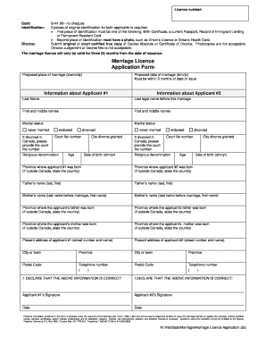 Marriage License Hamilton  Form