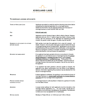 Info Re Marriage Licence Discoverkl  Form